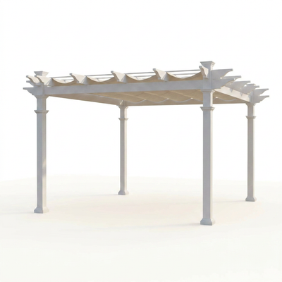 Vinyl Pergola Built for Year-Round Outdoor Use, 10x10 Adjustable Canopy, Weather-Resistant, White