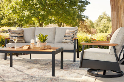 Sofa, Chairs, Table Set (Set of 4) - Dark Brown