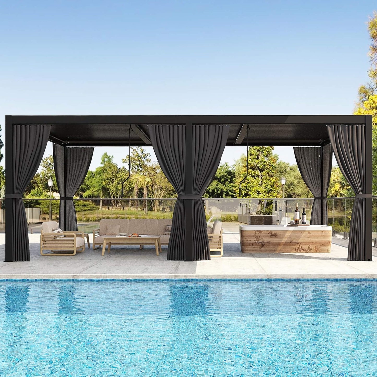 Outdoor gazebo with curtains 