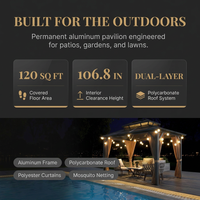 12'X10' Hardtop Gazebo, Aluminum Permanent Pavilion with Polycarbonate Double Roof, Removable Curtains & Mosquito Netting for Patio, Garden, Lawn, Upgrade Your Outdoors (Brown, 12'X10') — Results & Stats