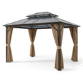 Aluminum Hardtop Gazebo Built for Year-Round Outdoor Use, 12x10 Feet, Polycarbonate Double Roof, Mosquito Netting
