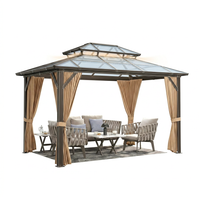 12'X10' Hardtop Gazebo, Aluminum Permanent Pavilion with Polycarbonate Double Roof, Removable Curtains & Mosquito Netting for Patio, Garden, Lawn, Upgrade Your Outdoors (Brown, 12'X10') — How It Works