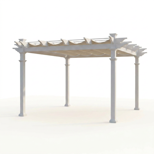 120"L X 120"W X 108"H Vinyl Malibu Canopy Pergola, White, VA42057 — Studio Shot