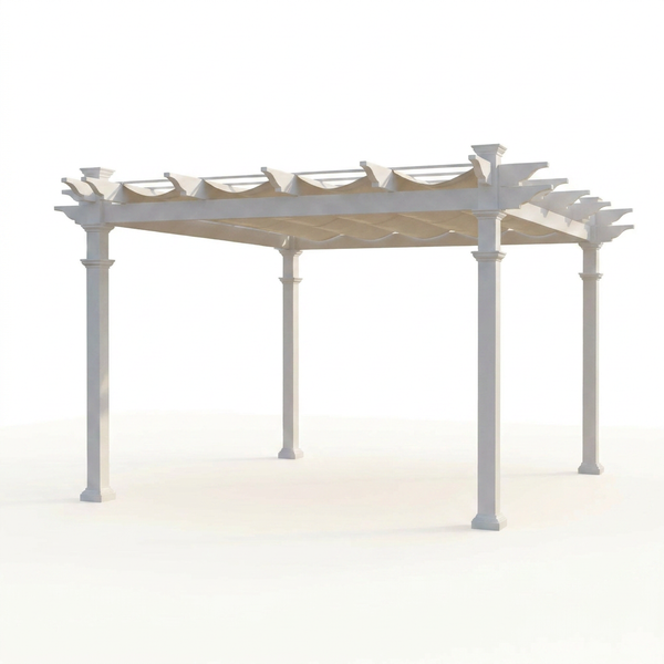 120"L X 120"W X 108"H Vinyl Malibu Canopy Pergola, White, VA42057 — Studio Shot