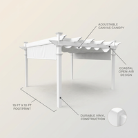 120"L X 120"W X 108"H Vinyl Malibu Canopy Pergola, White, VA42057 — infographic