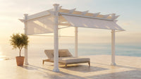 120"L X 120"W X 108"H Vinyl Malibu Canopy Pergola, White, VA42057 — Lifestyle