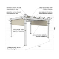 120"L X 120"W X 108"H Vinyl Malibu Canopy Pergola, White, VA42057 — How It Works