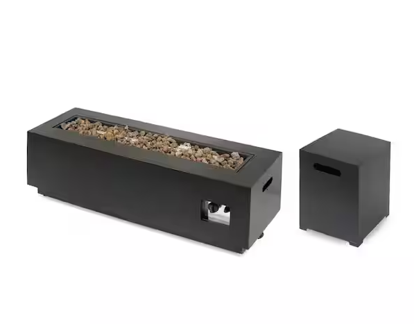 Rectangular Iron Fire Pit - 50,000 BTU with Tank Holder