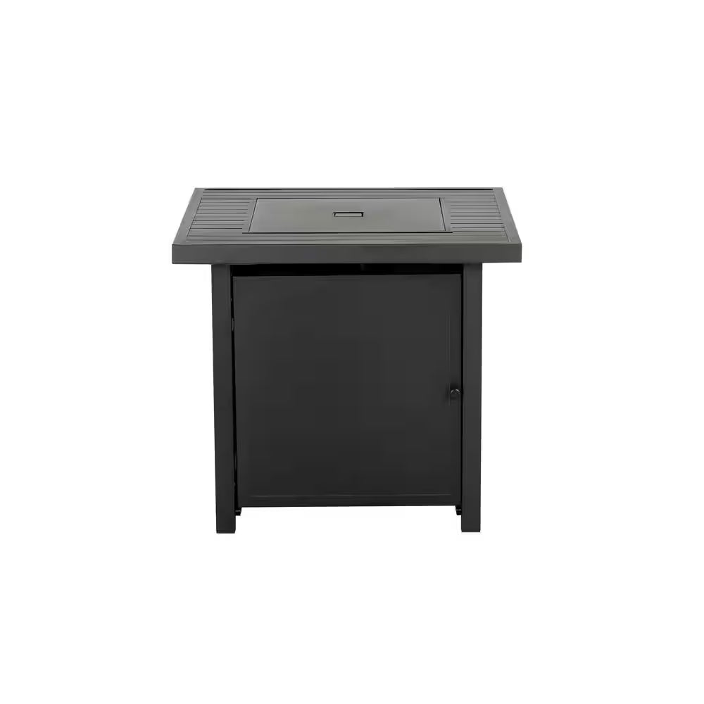 28 In. Outdoor Propane Fire Pit Slat Tabletop with Glass Stone