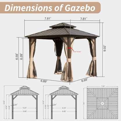 8' X 8' Hardtop Gazebo with Galvanized Steel Roof