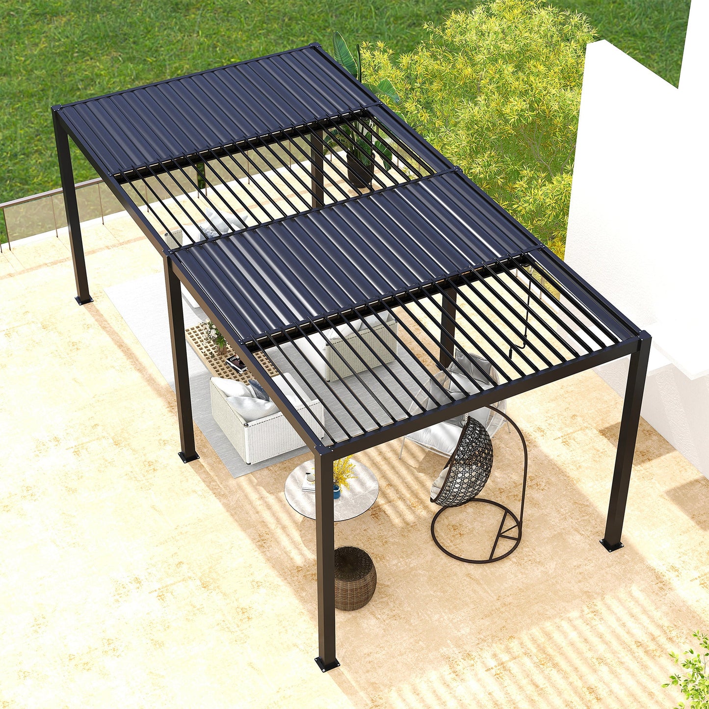 Pergola 10x19FT Aluminum Frame & Louvers