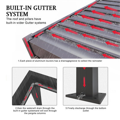 Pergola 10x19FT Aluminum Frame & Louvers