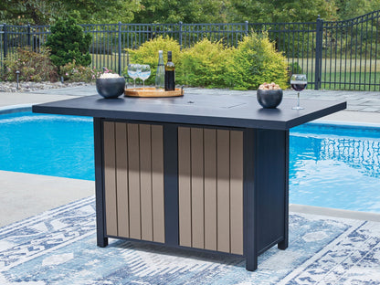 Rectangular Bar Table With Fire Pit - Blue