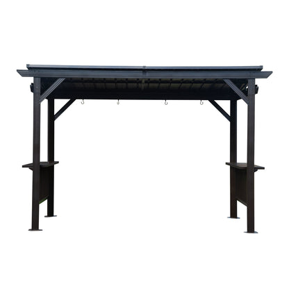 6.5x12FT Hardtop Grill Gazebo with Side Shelves