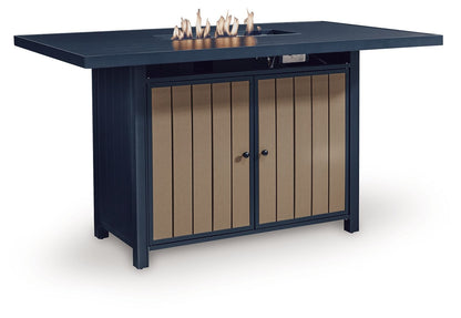 Rectangular Bar Table With Fire Pit - Blue