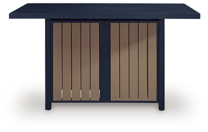 Rectangular Bar Table With Fire Pit - Blue