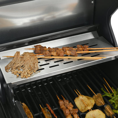 gas barbecue grill and covered grill combination for outdoor cooking