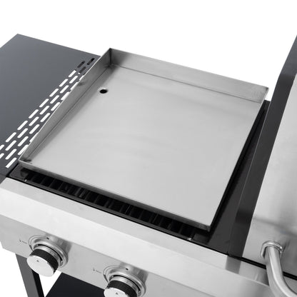 gas barbecue grill and covered grill combination for outdoor cooking