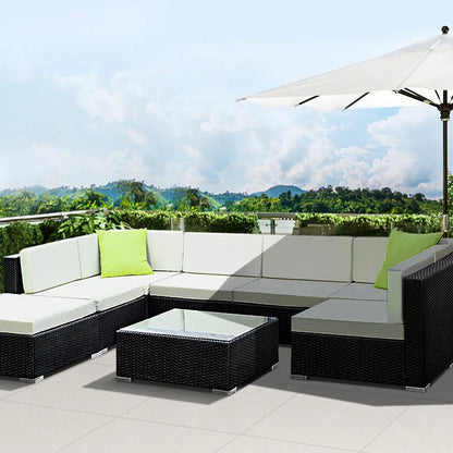 8PC Sofa Set with Storage Cover Outdoor Furniture Wicker