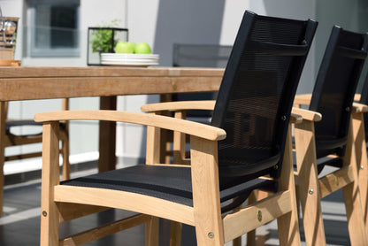 Rectangular Teak Table and 6 or 8 Armchair Dining Set