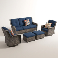 Outdoor Patio Conversation Set Designed for Modern Entertaining, 6-Piece, Steel Frames, High-Density Cushions — Studio Shot