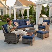Outdoor Patio Conversation Set Designed for Modern Entertaining, 6-Piece, Steel Frames, High-Density Cushions — Lifestyle