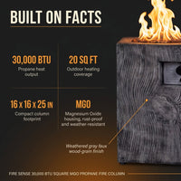 Outdoor Propane Fire Pit, 30000 BTU Column Propane Fire Pit, Wood-Look Surface — Results & Stats