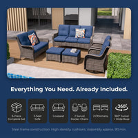 Patio Furniture Set 6-Piece Outdoor Patio Conversation Set with Blue Cushions Lawn Furniture — Results & Stats