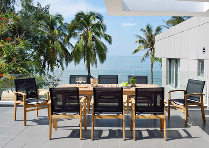Rectangular Teak Table and 6 or 8 Armchair Dining Set