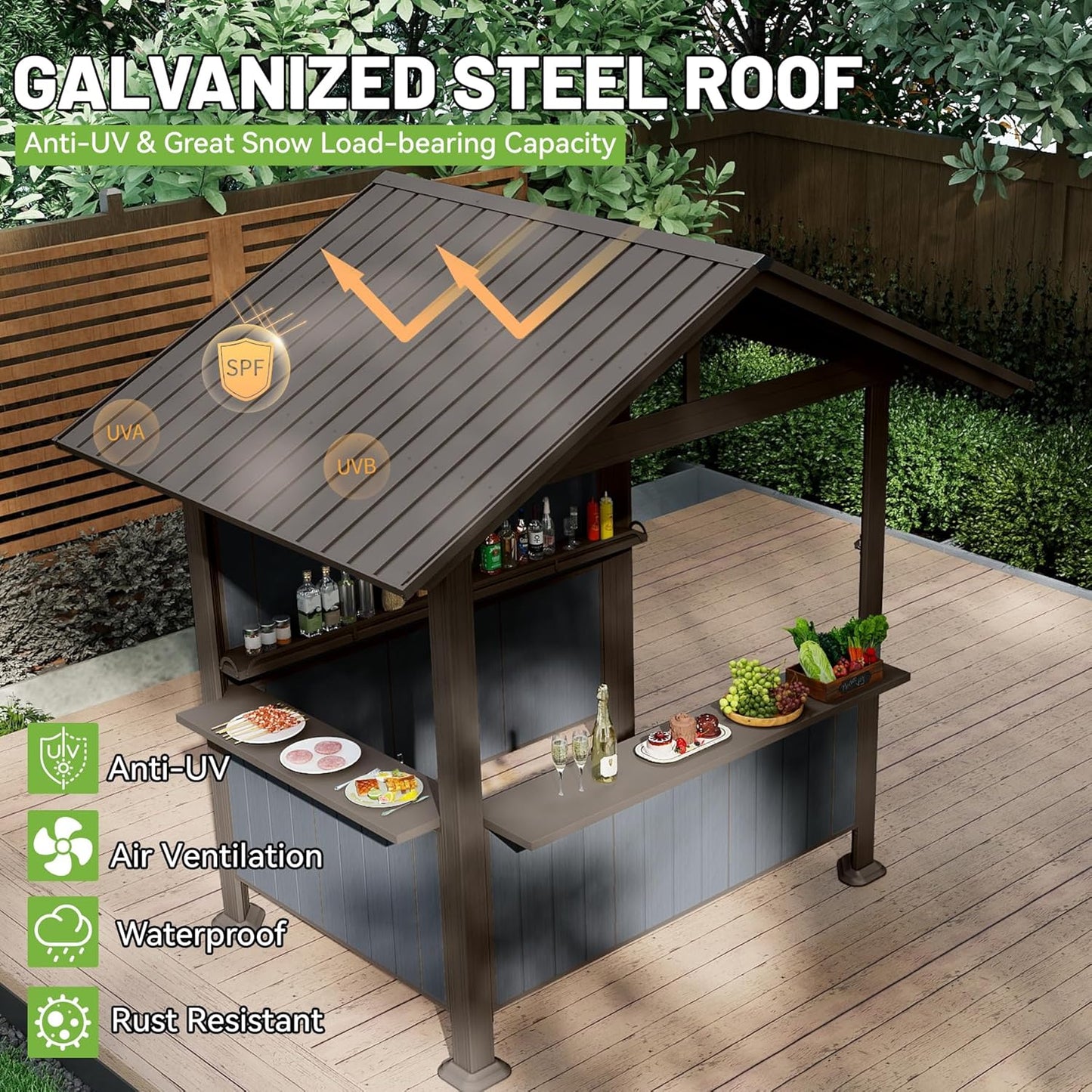 9.4X6.2 FT Hardtop Grill Gazebo
