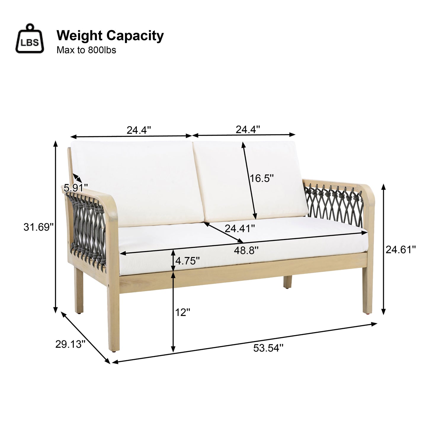 4-Piece Acacia Wood Outdoor Patio Furniture Set