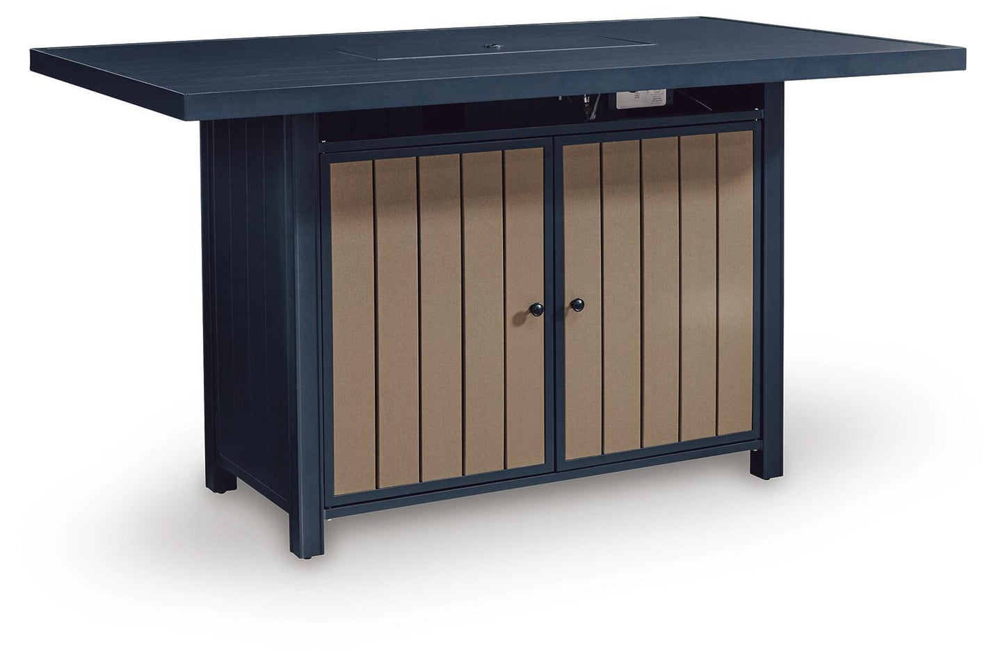 Rectangular Bar Table With Fire Pit - Blue