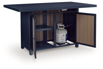 Rectangular Bar Table With Fire Pit - Blue