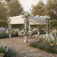 Vinyl Pergola Built for Year-Round Outdoor Use, 10x10 Adjustable Canopy, Weather-Resistant, White