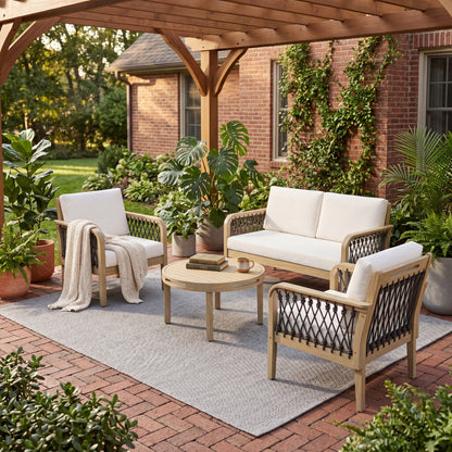 4-Piece Acacia Wood Outdoor Patio Furniture Set