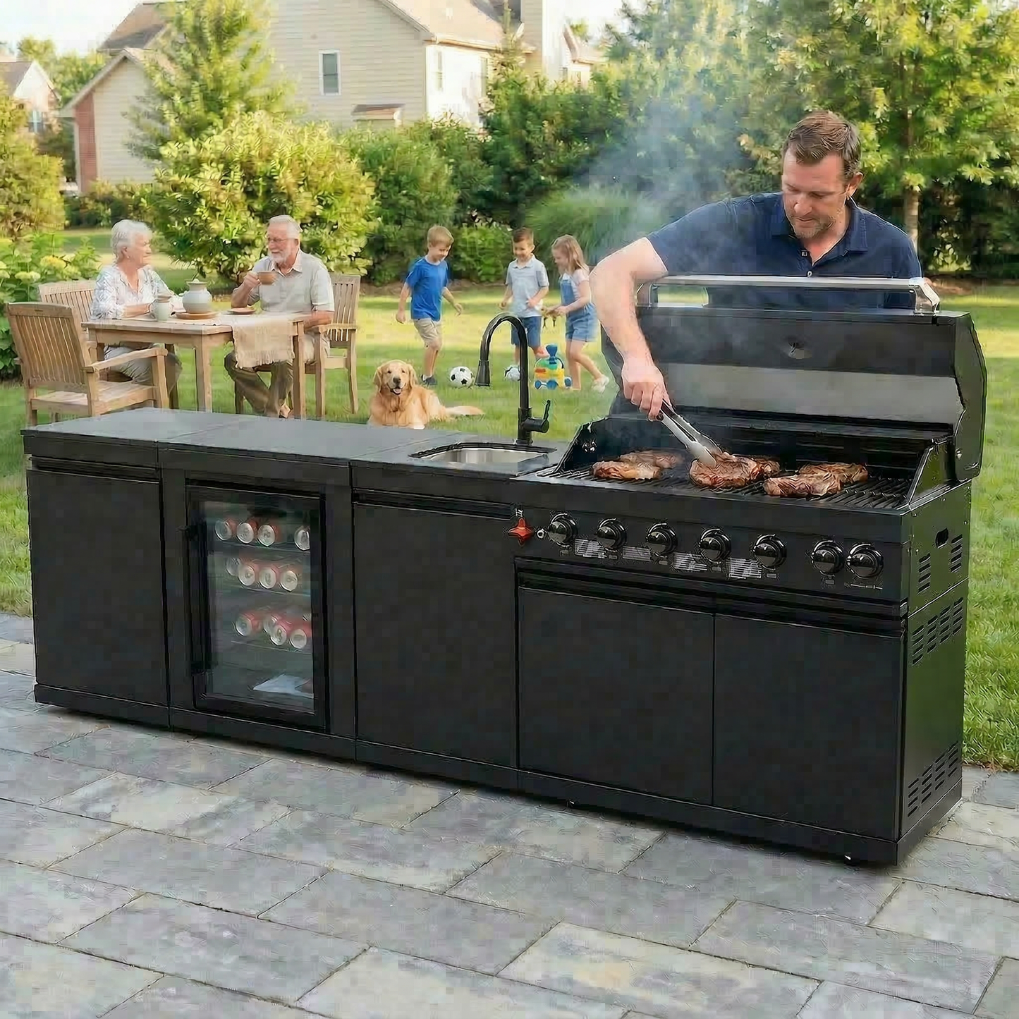 Deluxe Stainless Steel 6-Burner Outdoor Kitchen Grill