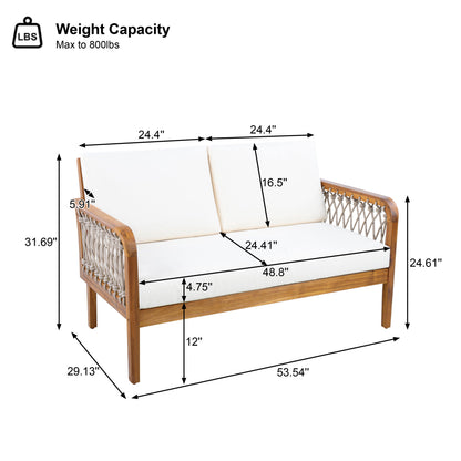 4-Piece Acacia Wood Outdoor Patio Furniture Set