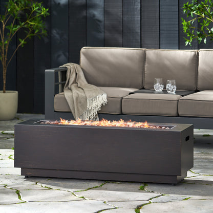 Rectangular Iron Fire Pit - 50,000 BTU with Tank Holder