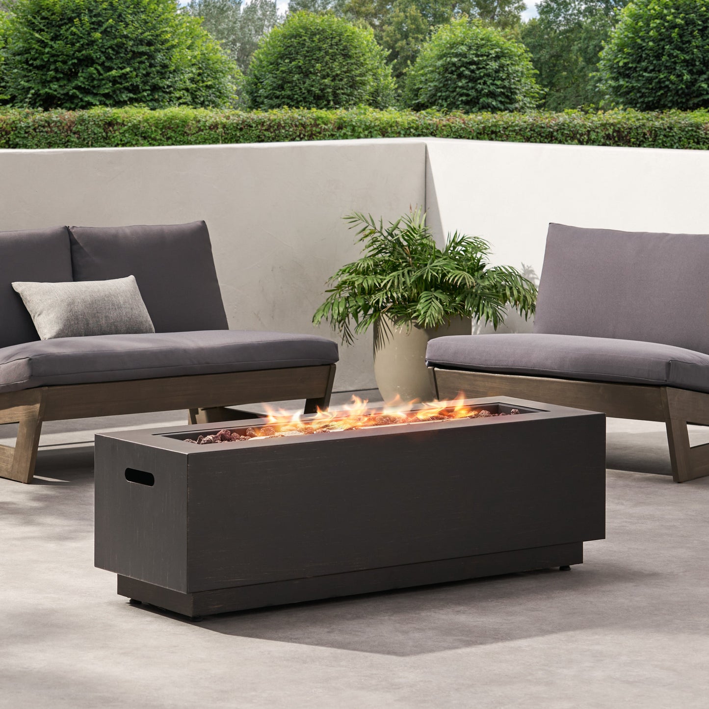 Rectangular Iron Fire Pit - 50,000 BTU with Tank Holder