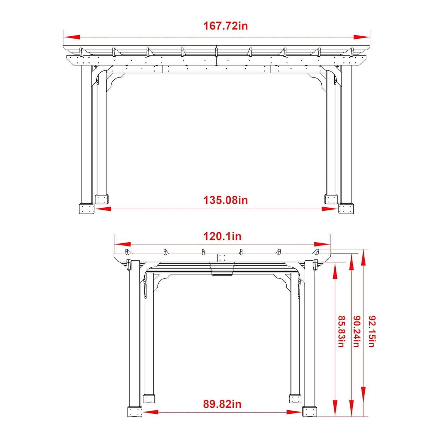 Premium Outdoor Cedar Wood Pergolas With Slatted Roof
