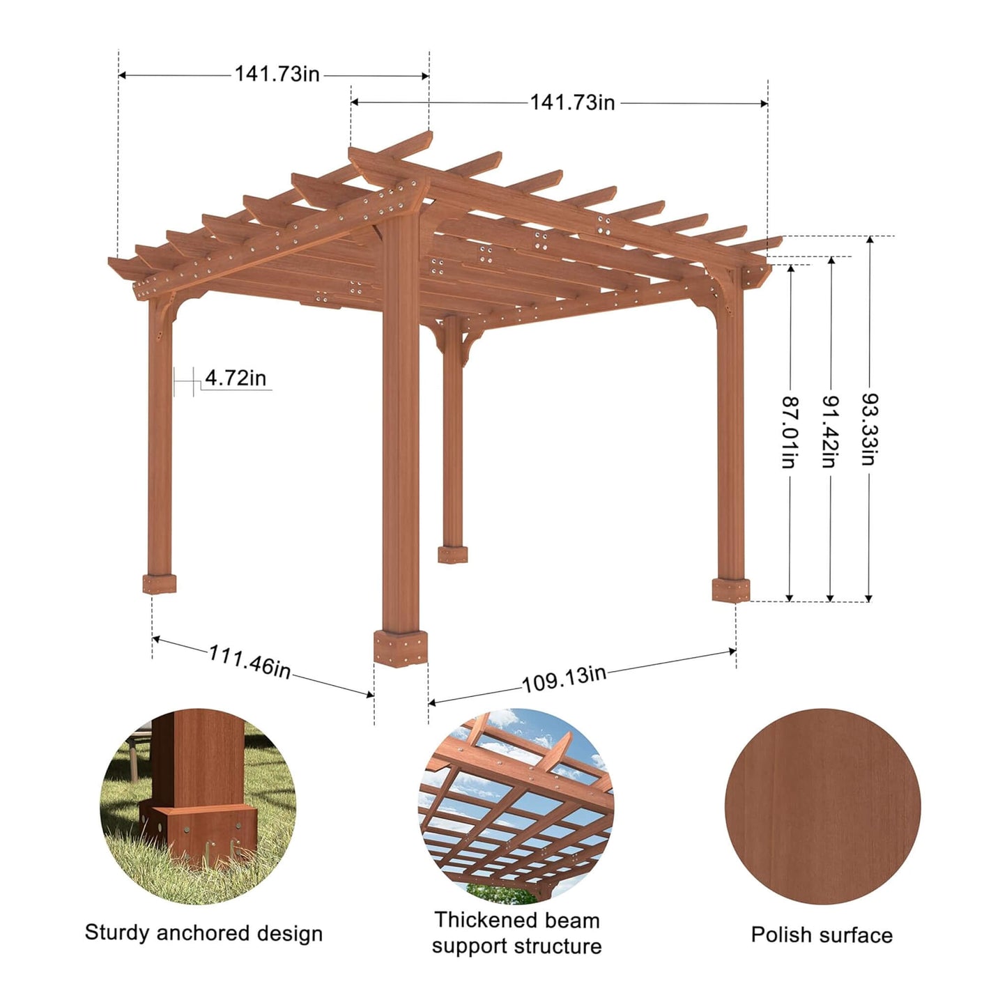 Premium Outdoor Cedar Wood Pergolas With Slatted Roof