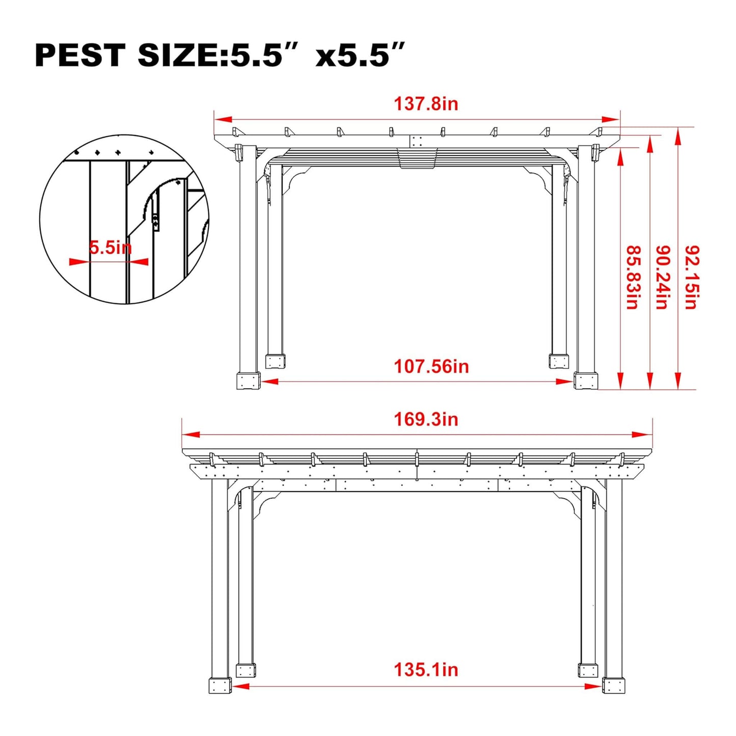 Premium Outdoor Cedar Wood Pergolas With Slatted Roof