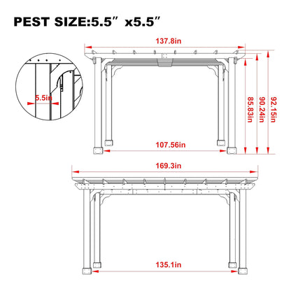 Premium Outdoor Cedar Wood Pergolas With Slatted Roof