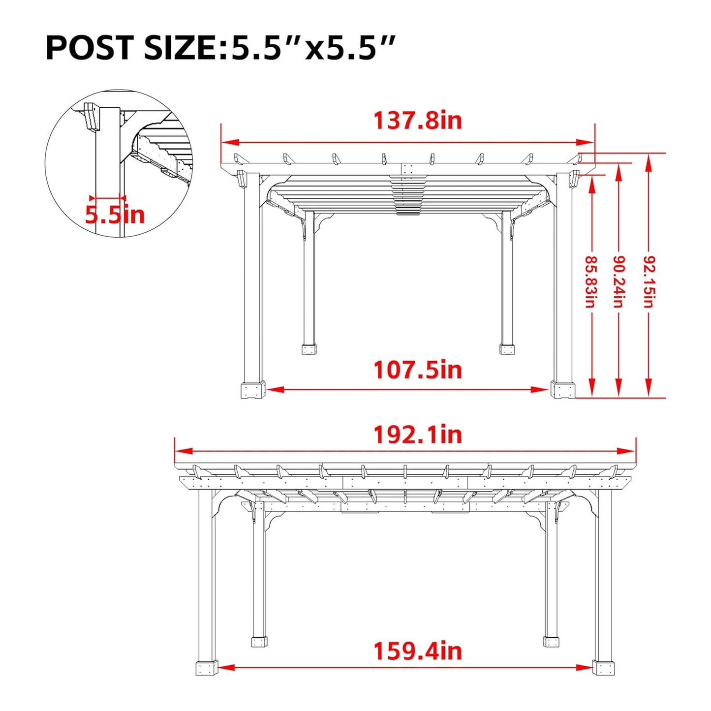 Premium Outdoor Cedar Wood Pergolas With Slatted Roof