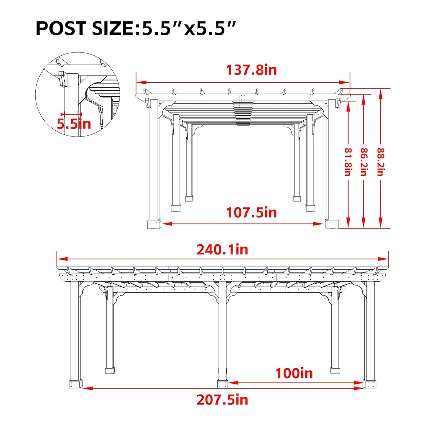 Premium Outdoor Cedar Wood Pergolas With Slatted Roof