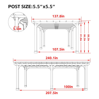 Premium Outdoor Cedar Wood Pergolas With Slatted Roof