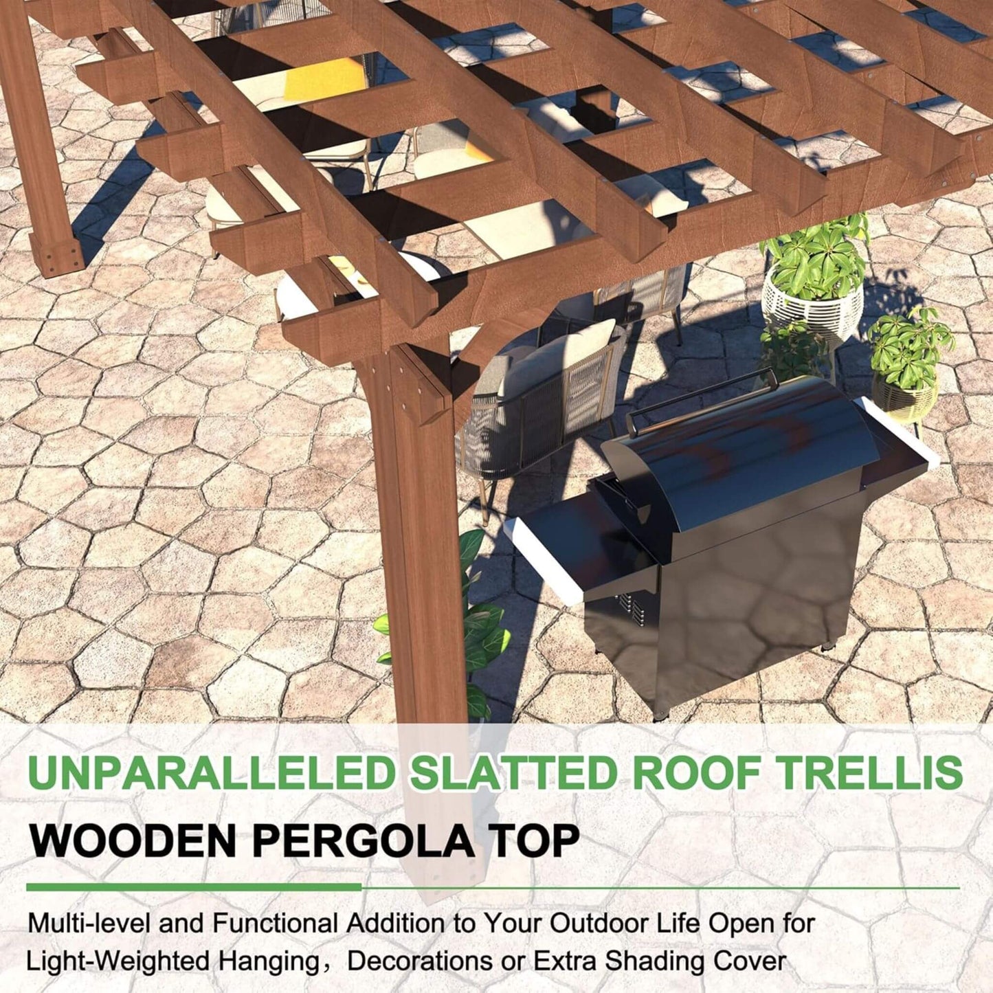 Premium Outdoor Cedar Wood Pergolas With Slatted Roof