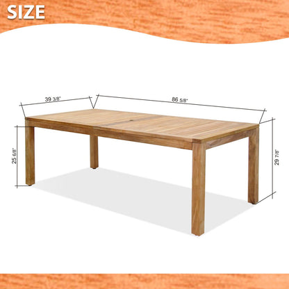 Rectangular Teak Table and 6 or 8 Armchair Dining Set