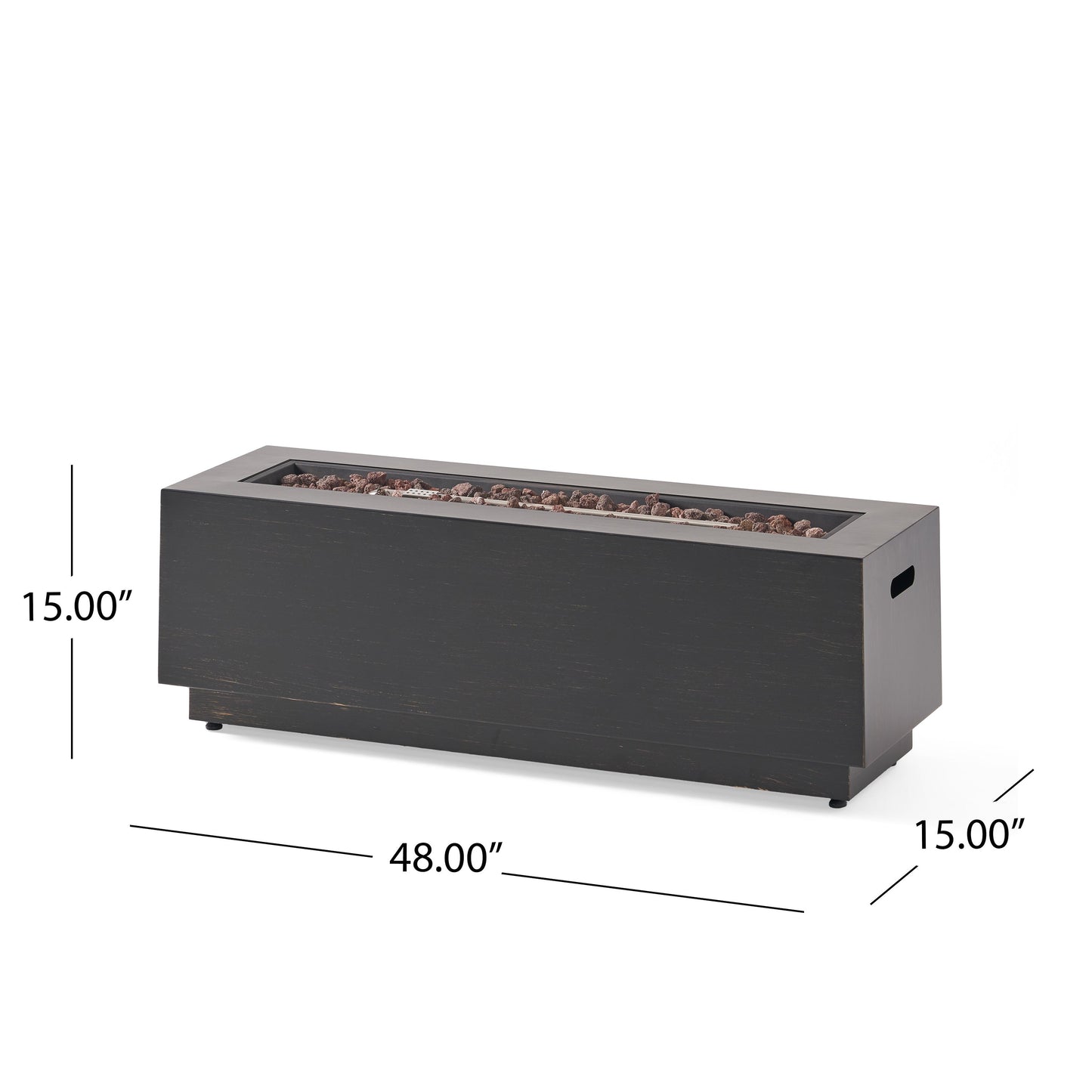 Rectangular Iron Fire Pit - 50,000 BTU with Tank Holder