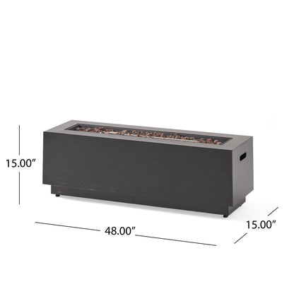 Rectangular Iron Fire Pit - 50,000 BTU with Tank Holder